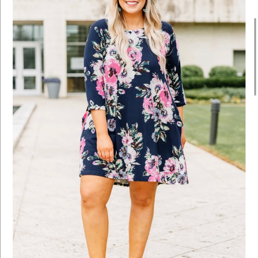 Navy Floral Dress